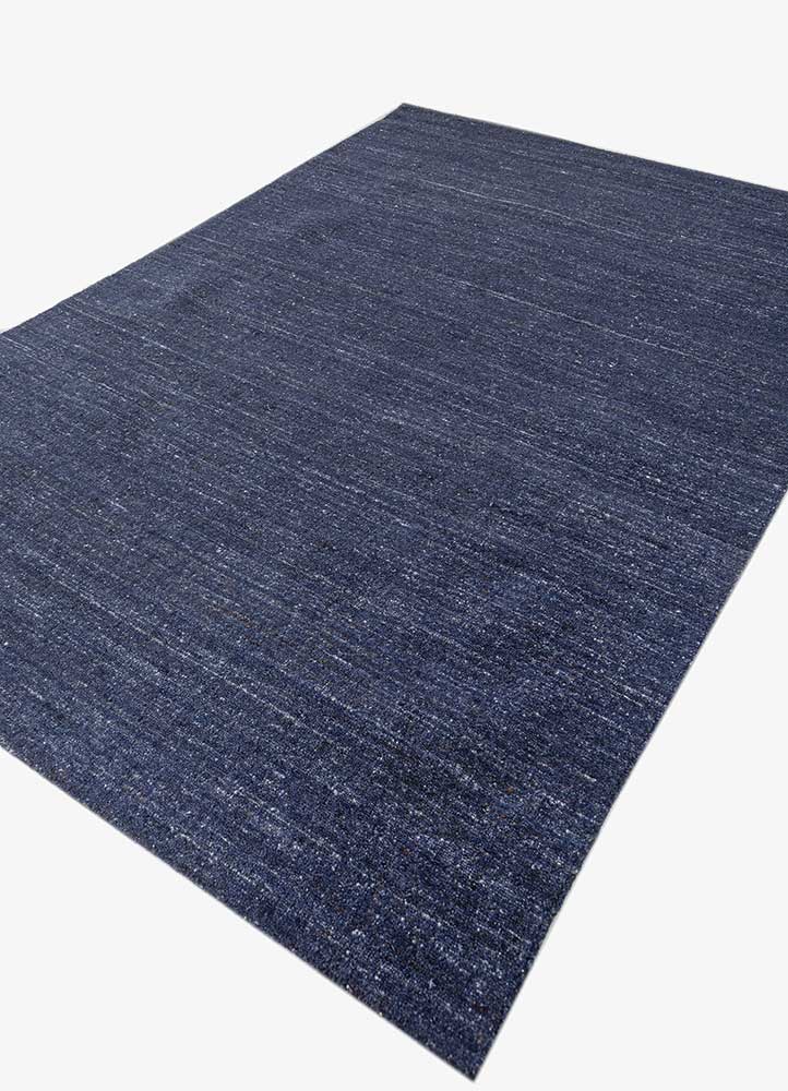saga blue wool and viscose hand loom Rug - FloorShot