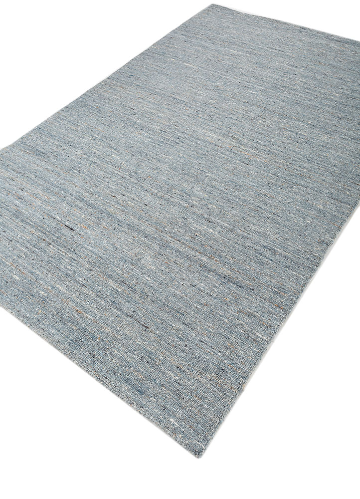 saga blue wool and viscose hand loom Rug - FloorShot