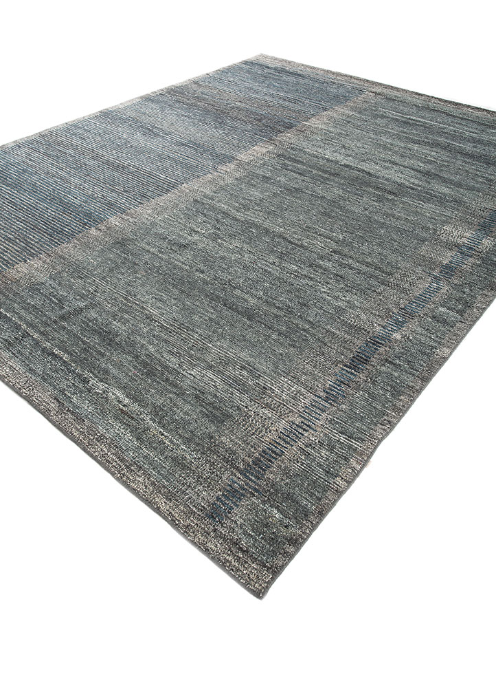 manifest blue afghan wool hand knotted Rug - FloorShot