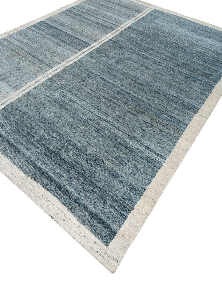 blythe blue wool hand knotted Rug - FloorShot