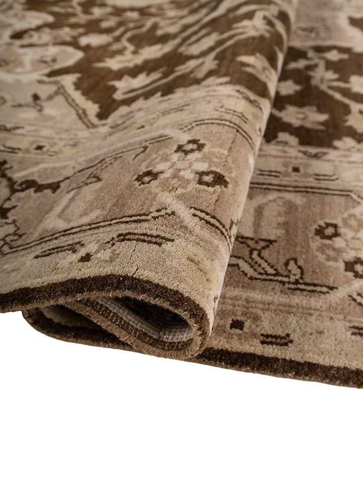 thyme beige and brown wool hand knotted Rug - FloorShot