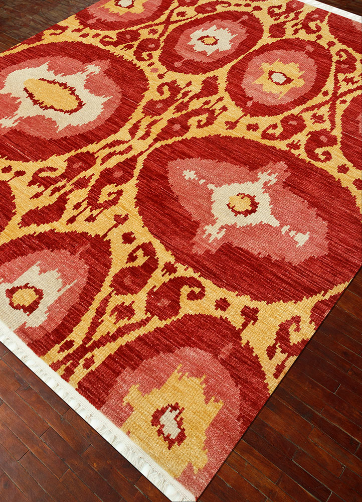 savana red and orange wool hand knotted Rug - FloorShot