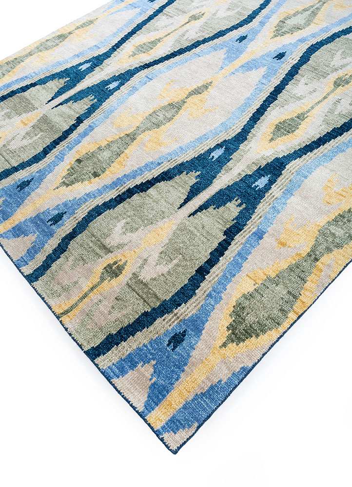 savana blue wool hand knotted Rug - FloorShot