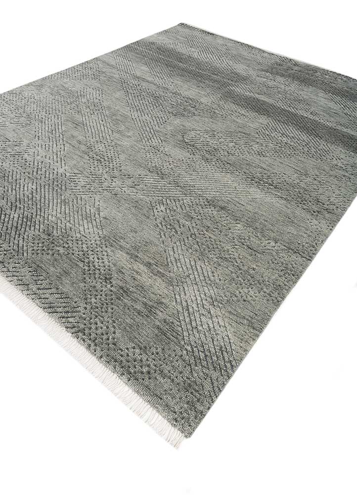 kairos blue wool hand knotted Rug - FloorShot