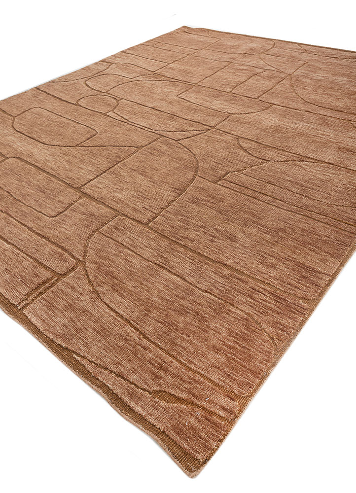 zuri red and orange wool hand knotted Rug - FloorShot