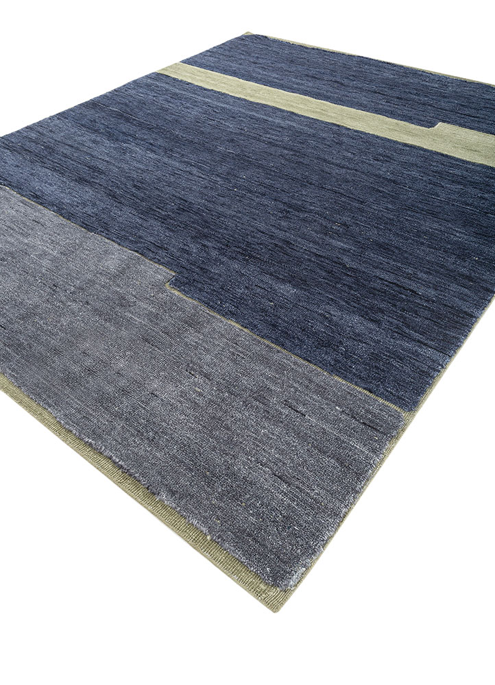 blythe blue wool hand knotted Rug - FloorShot