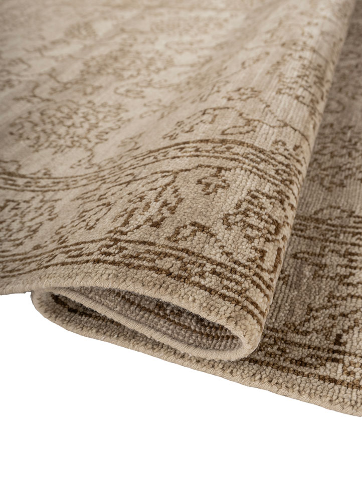 savana beige and brown wool hand knotted Rug - FloorShot