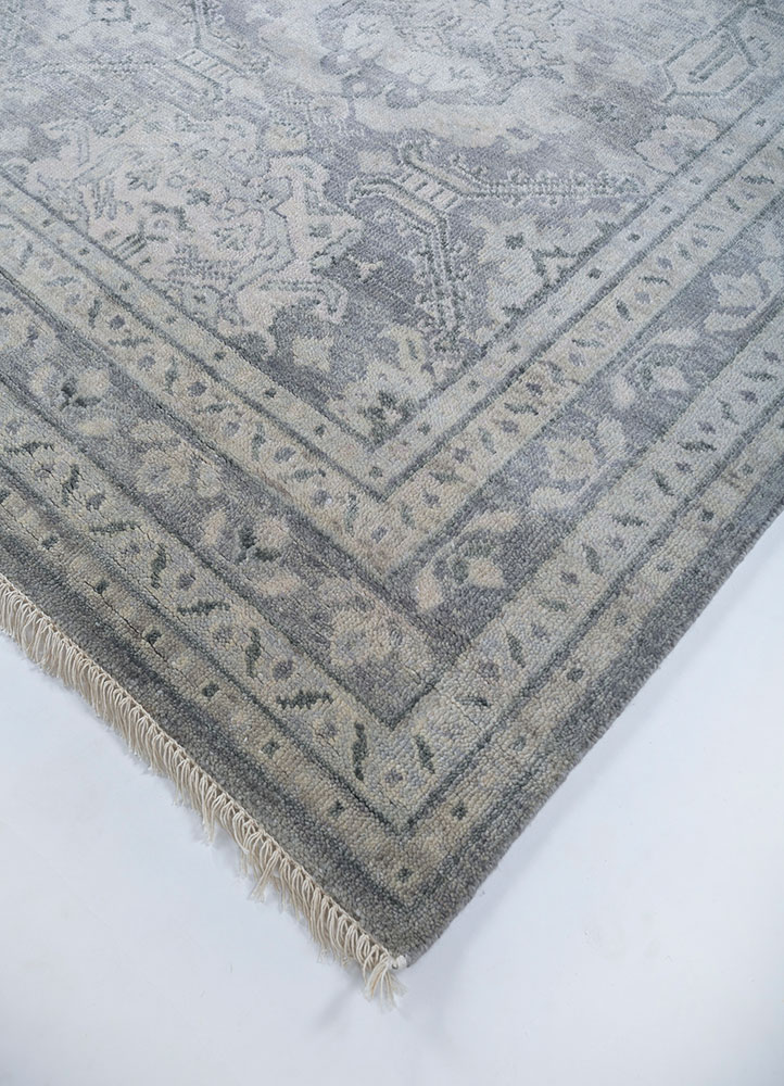 thyme grey and black wool hand knotted Rug - FloorShot