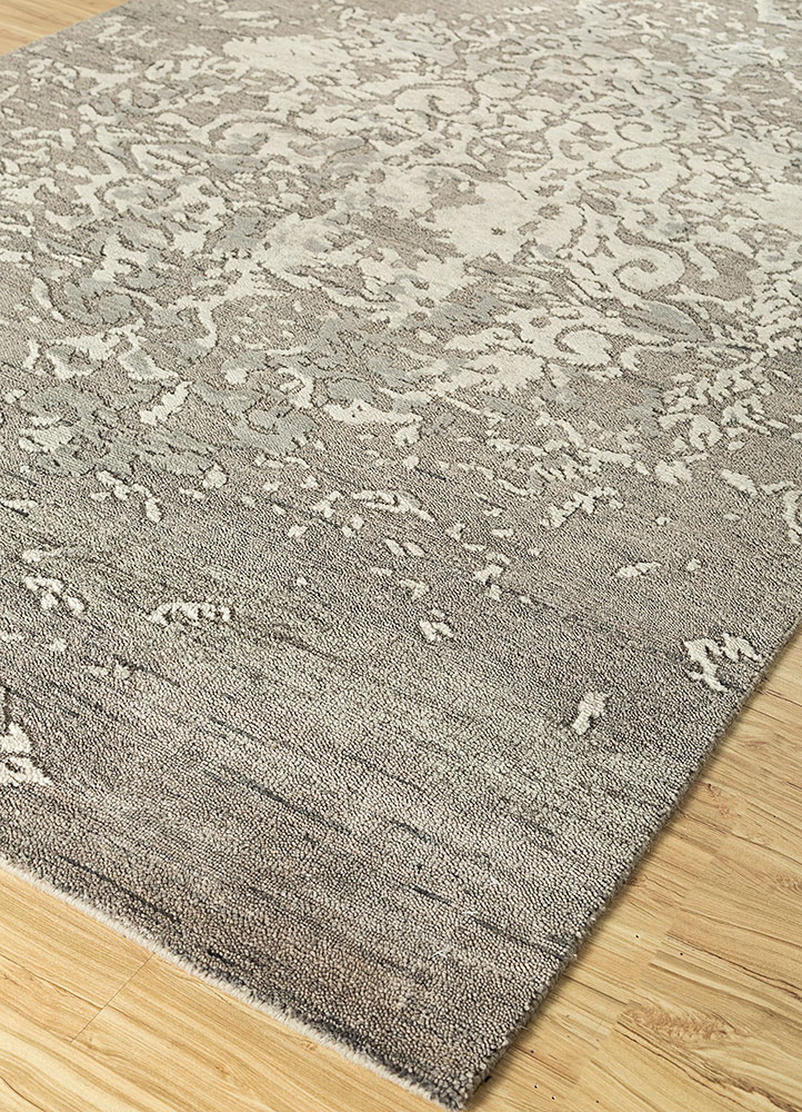clan grey and black wool hand knotted Rug - FloorShot