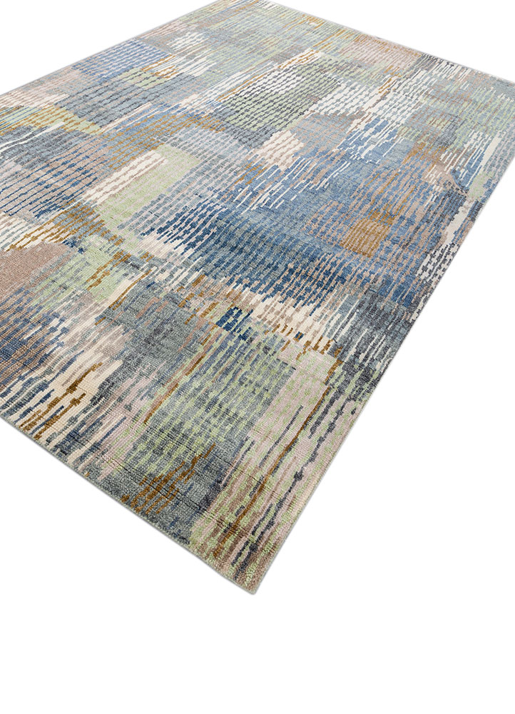blythe blue wool hand knotted Rug - FloorShot