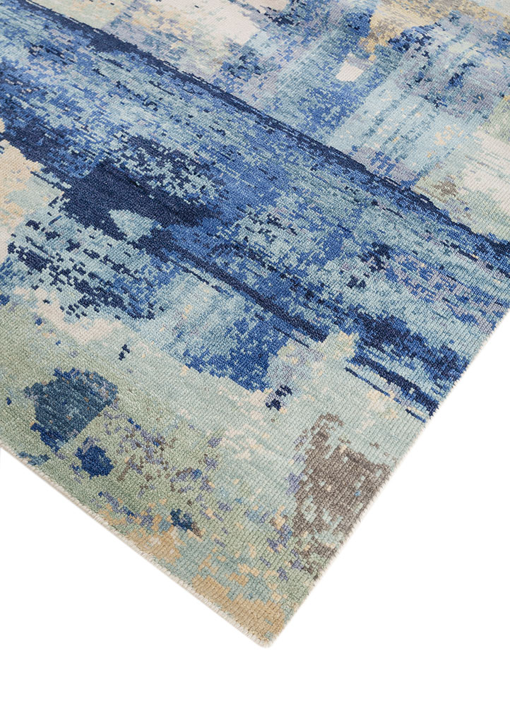 uvenuti blue wool hand knotted Rug - FloorShot