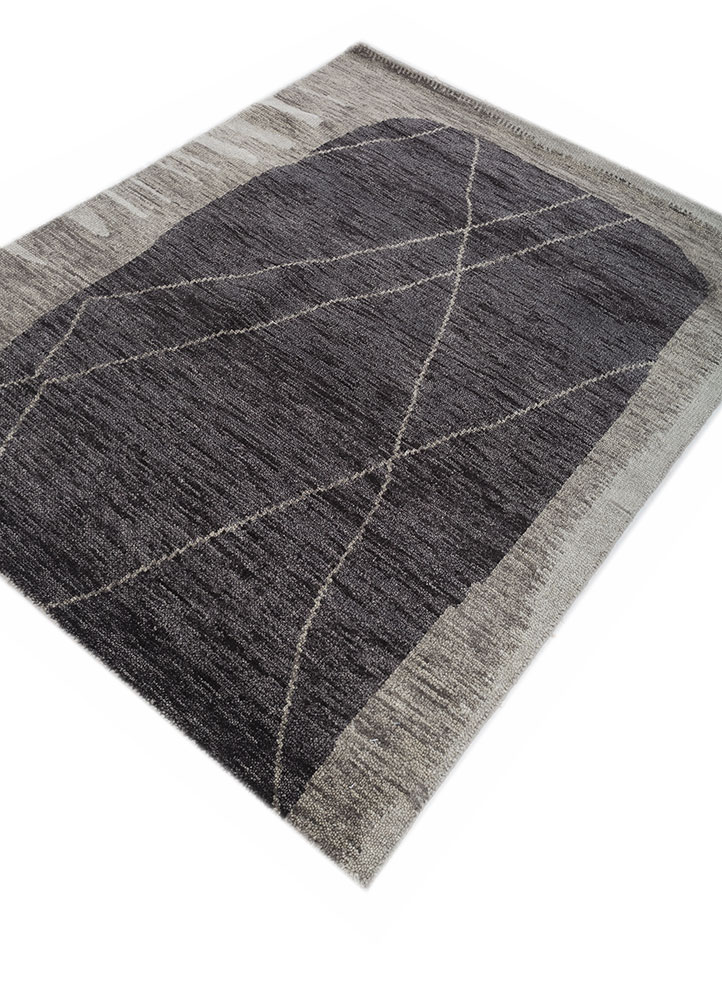 zuri grey and black wool hand knotted Rug - FloorShot
