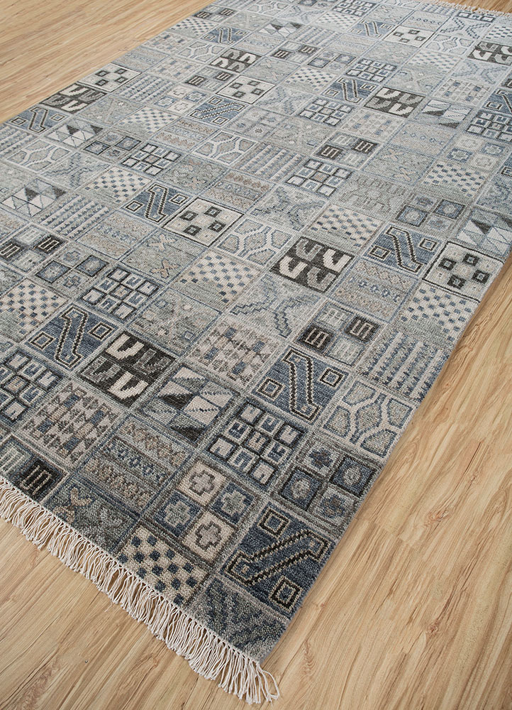 erbe blue wool hand knotted Rug - FloorShot