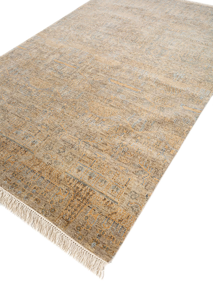viscaya beige and brown wool hand knotted Rug - FloorShot