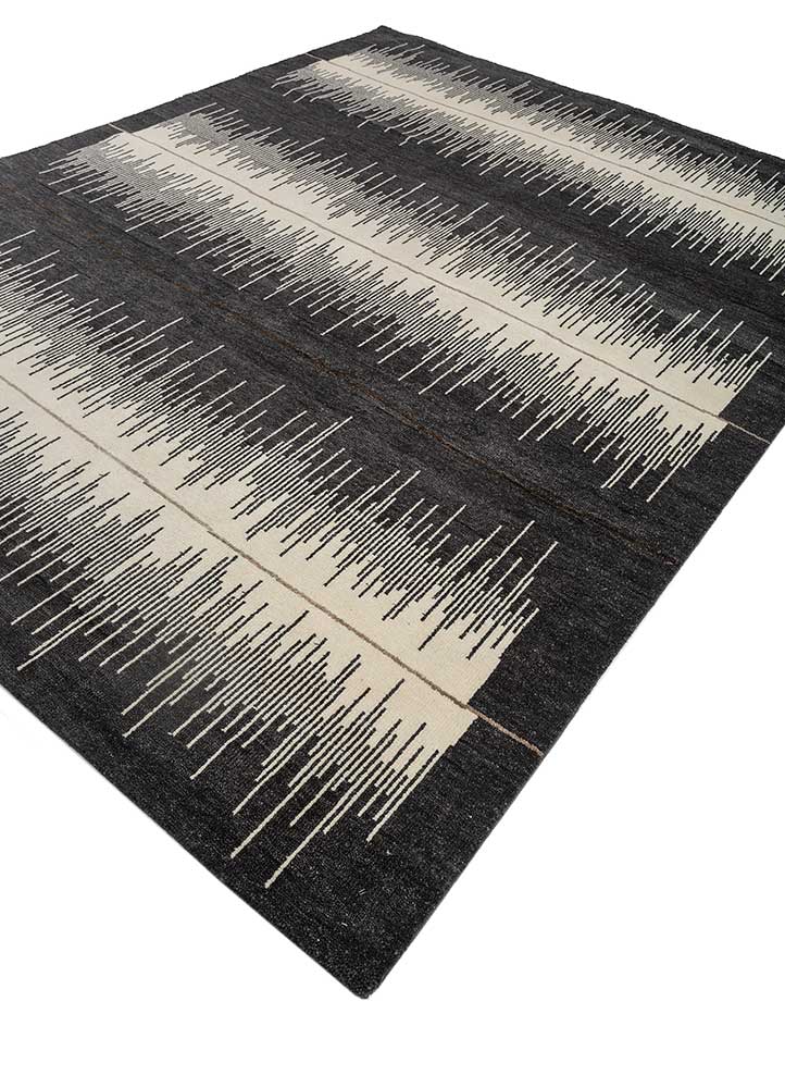 manifest grey and black wool hand knotted Rug - FloorShot