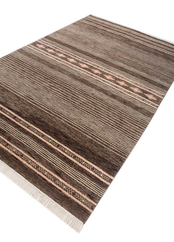 thyme beige and brown wool hand knotted Rug - FloorShot