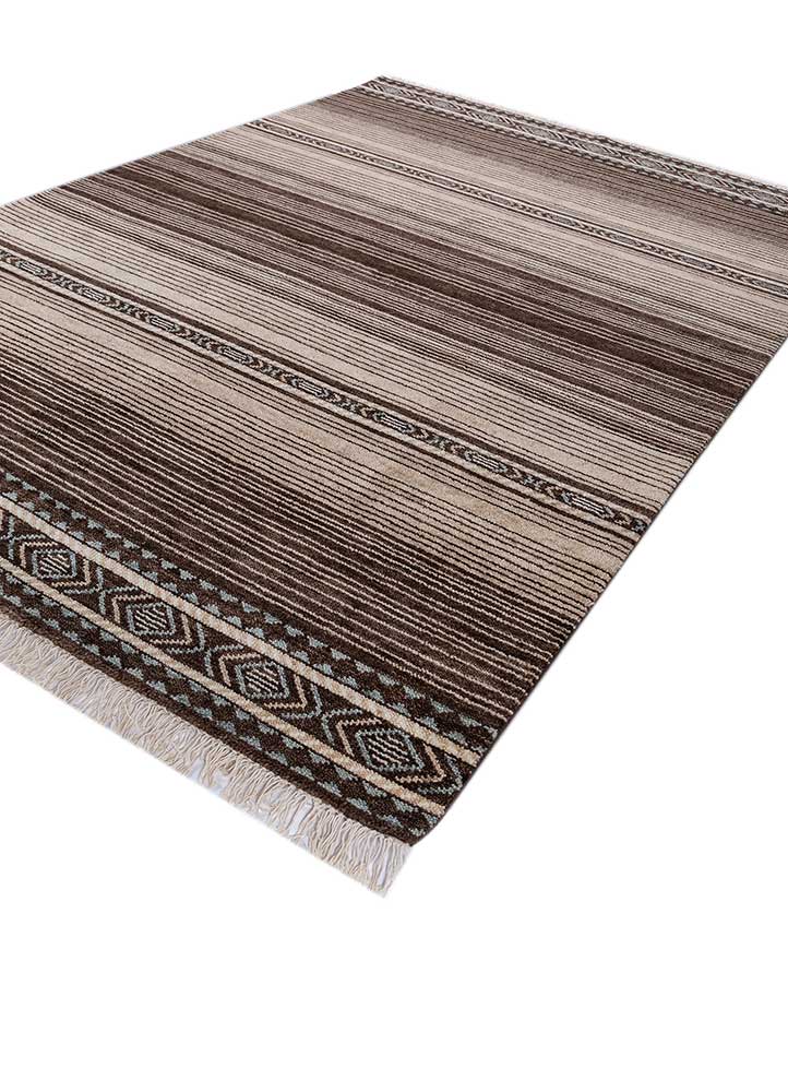 thyme beige and brown wool hand knotted Rug - FloorShot