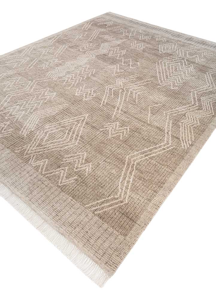 savana beige and brown wool hand knotted Rug - FloorShot