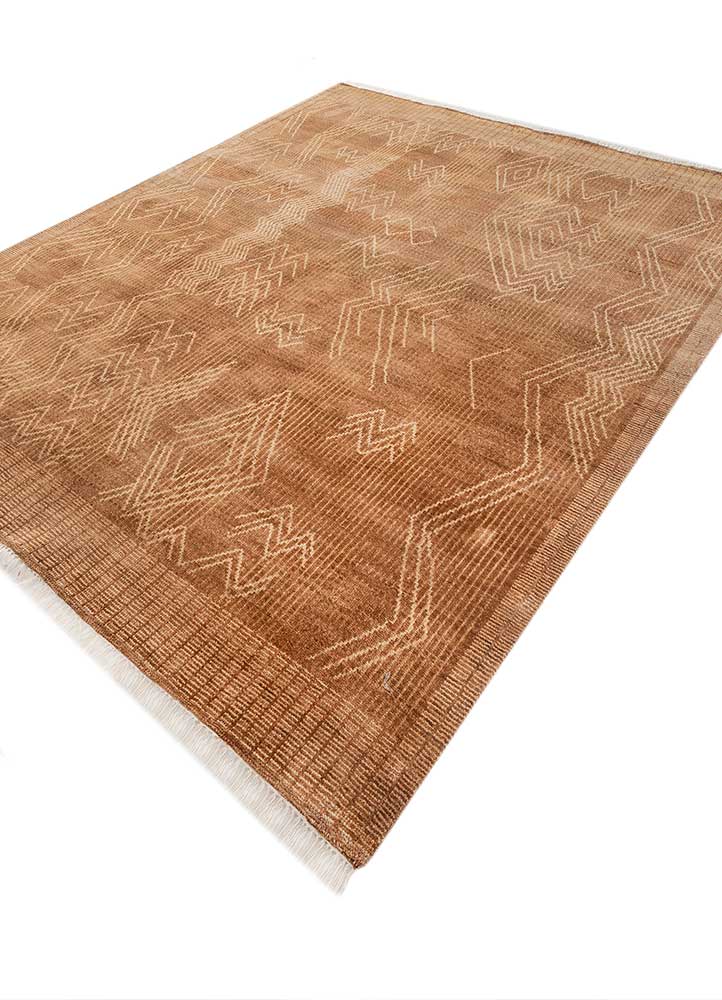 savana red and orange wool hand knotted Rug - FloorShot