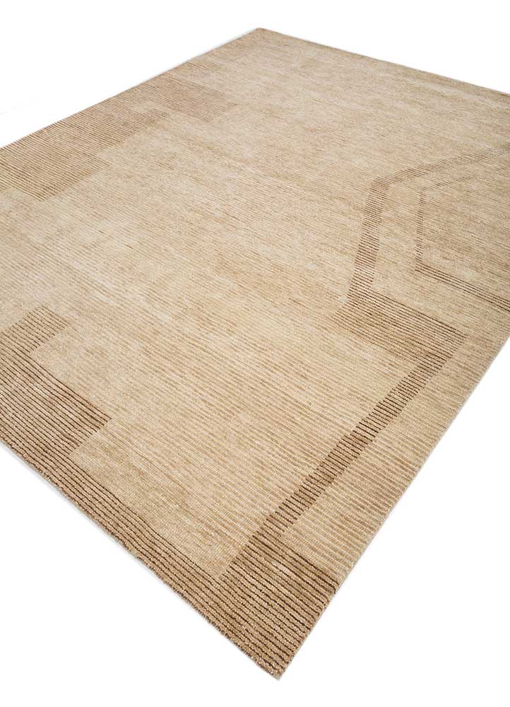 aprezo beige and brown wool hand knotted Rug - FloorShot