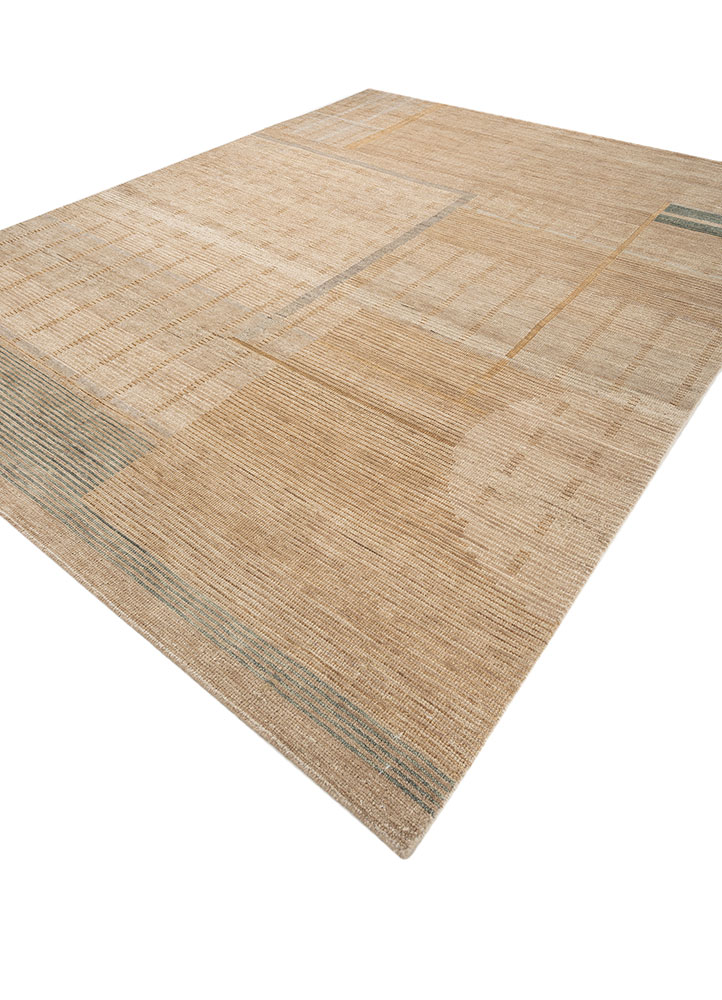 blythe beige and brown wool hand knotted Rug - FloorShot