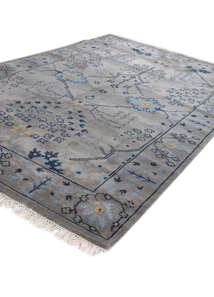 savana grey and black wool hand knotted Rug - FloorShot