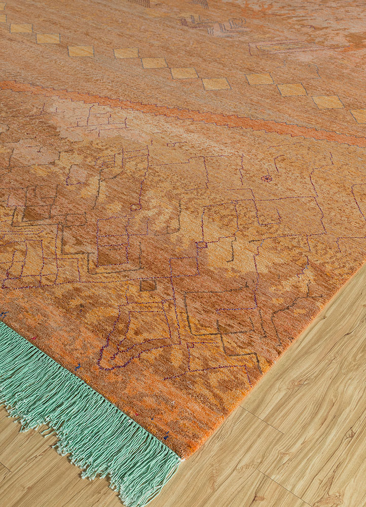 manchaha beige and brown wool hand knotted Rug - FloorShot