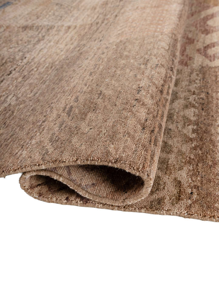manchaha red and orange wool hand knotted Rug - FloorShot