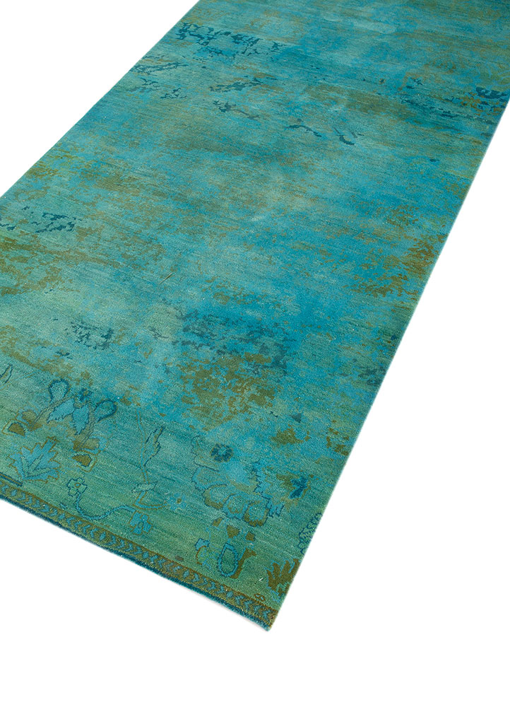 manchaha blue wool hand knotted Rug - FloorShot