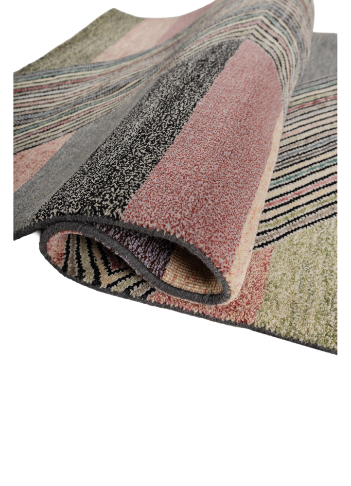 manchaha grey and black wool and bamboo silk hand knotted Rug - FloorShot