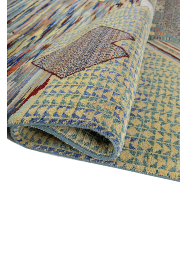 manchaha green wool and bamboo silk hand knotted Rug - FloorShot