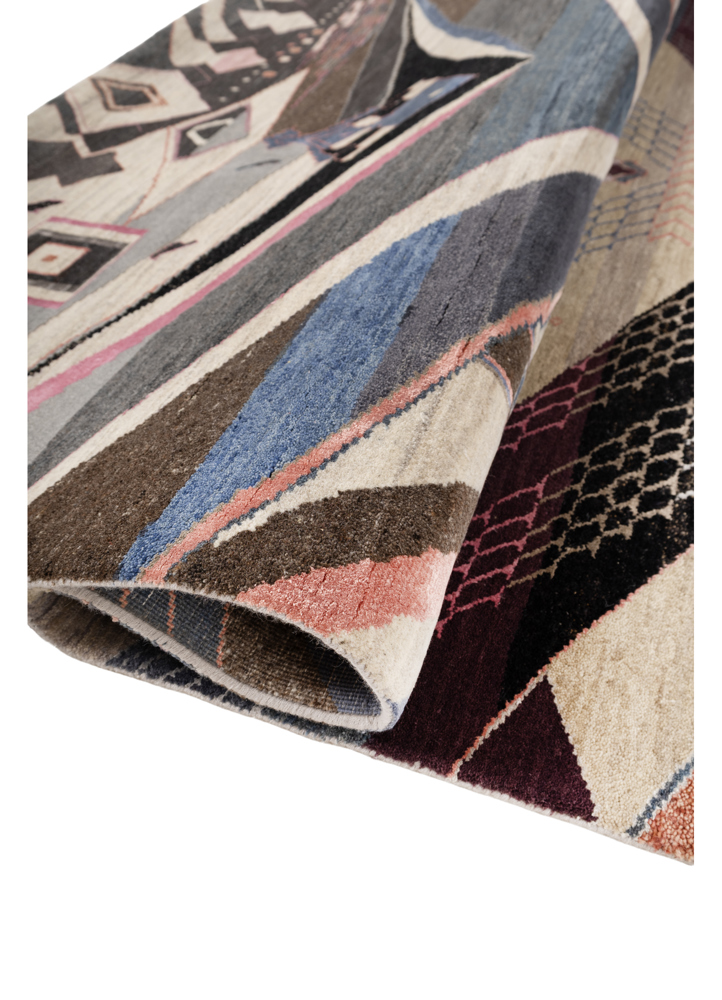 manchaha grey and black wool and bamboo silk hand knotted Rug - FloorShot