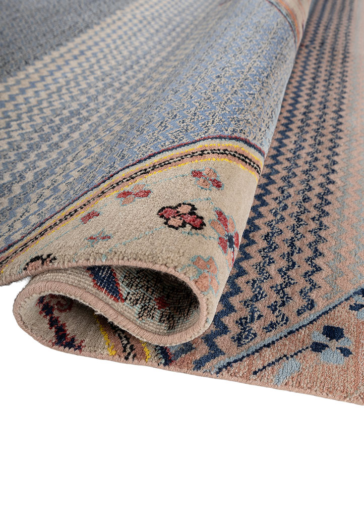 manchaha blue wool and bamboo silk hand knotted Rug - FloorShot
