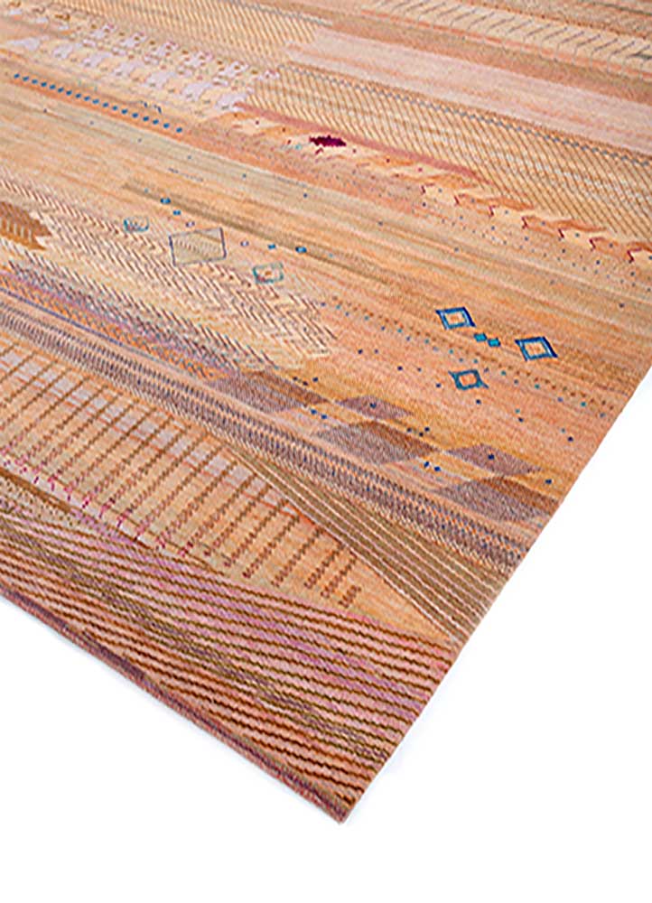 manchaha red and orange wool and bamboo silk hand knotted Rug - FloorShot