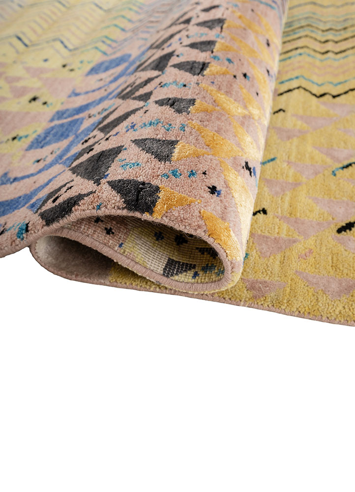 manchaha pink and purple wool and bamboo silk hand knotted Rug - FloorShot