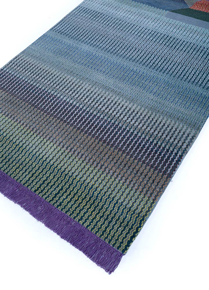 manchaha blue wool and bamboo silk hand knotted Rug - FloorShot