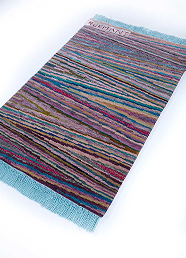 manchaha pink and purple wool and bamboo silk hand knotted Rug - FloorShot