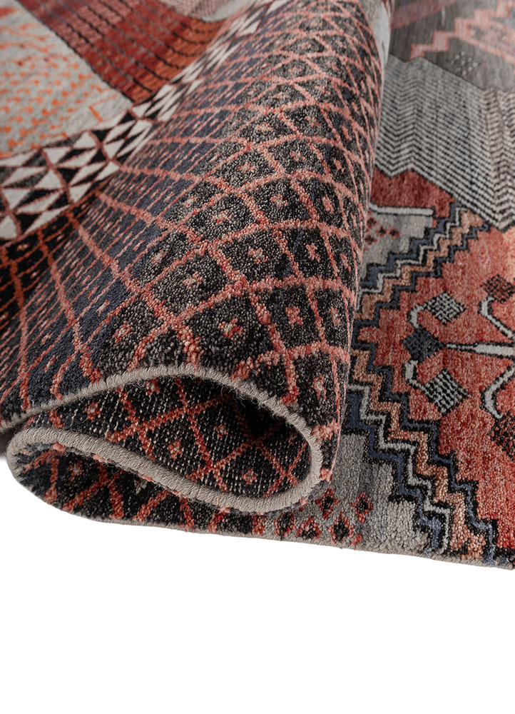 manchaha grey and black wool and bamboo silk hand knotted Rug - FloorShot