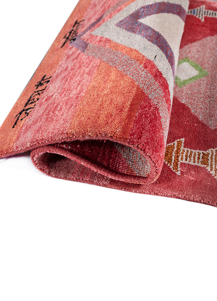 freedom manchaha pink and purple wool and bamboo silk hand knotted Rug - FloorShot