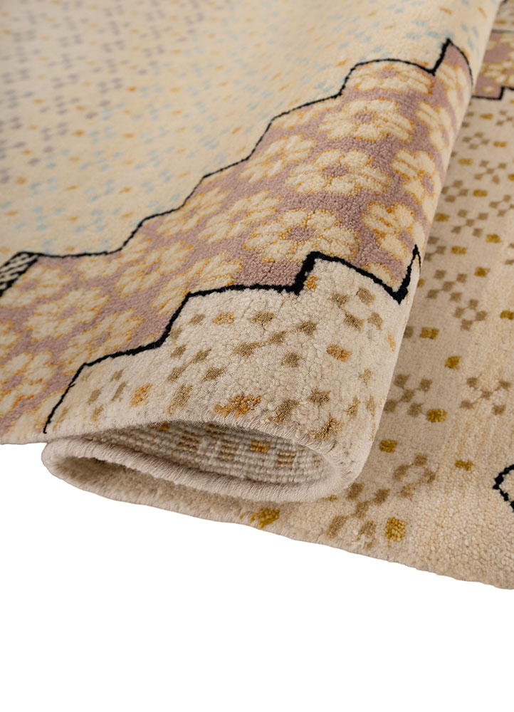 manchaha pink and purple wool and bamboo silk hand knotted Rug - FloorShot