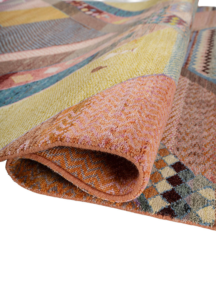 manchaha red and orange wool and bamboo silk hand knotted Rug - FloorShot