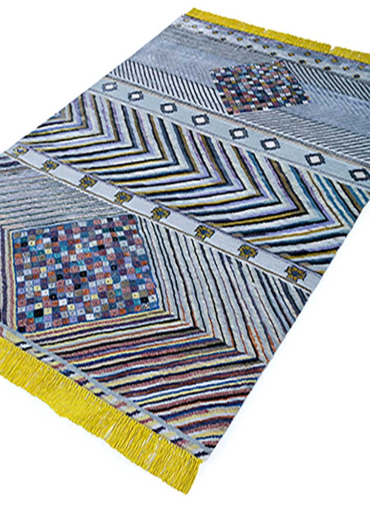 manchaha blue wool and bamboo silk hand knotted Rug - FloorShot