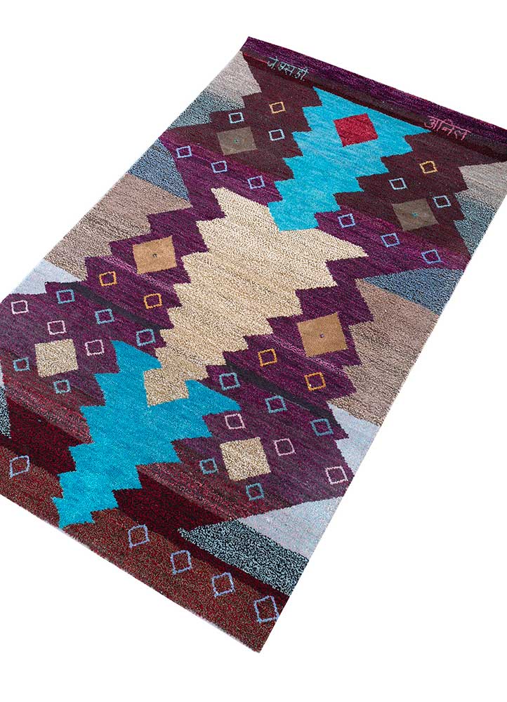 freedom manchaha pink and purple wool and bamboo silk hand knotted Rug - FloorShot