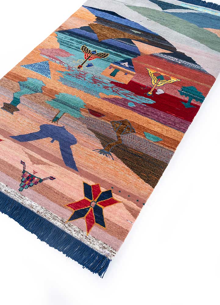 freedom manchaha multi wool and bamboo silk hand knotted Rug - FloorShot