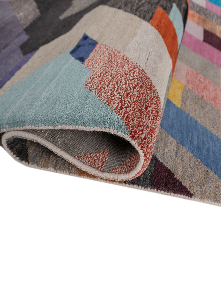 freedom manchaha multi wool and bamboo silk hand knotted Rug - FloorShot