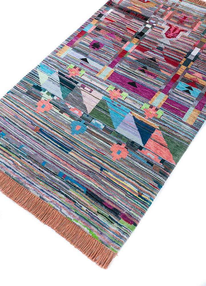 freedom manchaha multi wool and bamboo silk hand knotted Rug - FloorShot