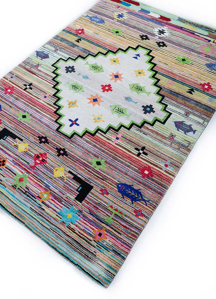 freedom manchaha blue wool and bamboo silk hand knotted Rug - FloorShot