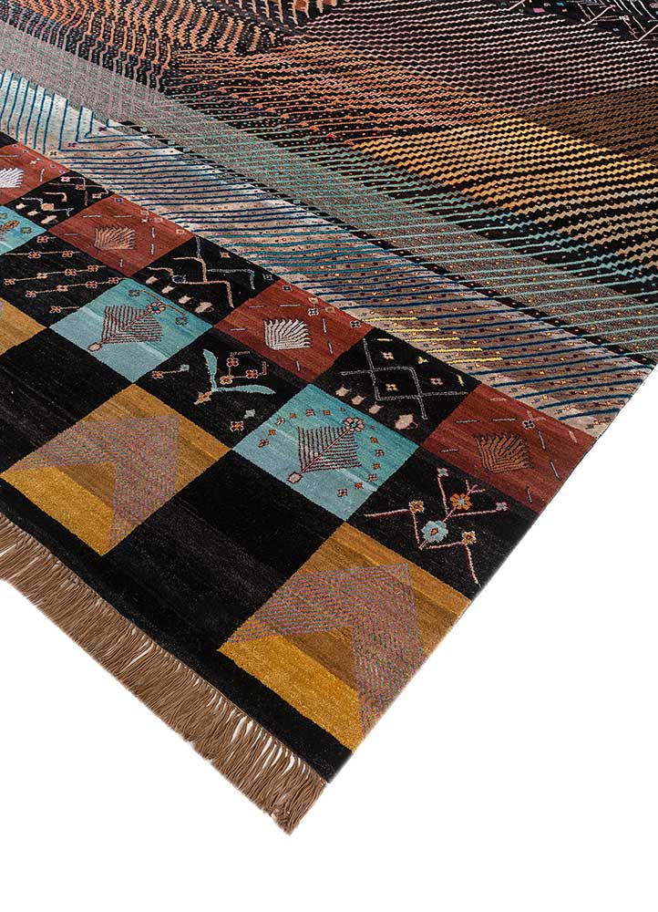 manchaha grey and black wool and bamboo silk hand knotted Rug - FloorShot