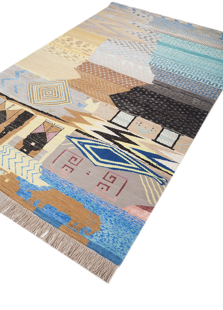 manchaha gold wool and bamboo silk hand knotted Rug - FloorShot