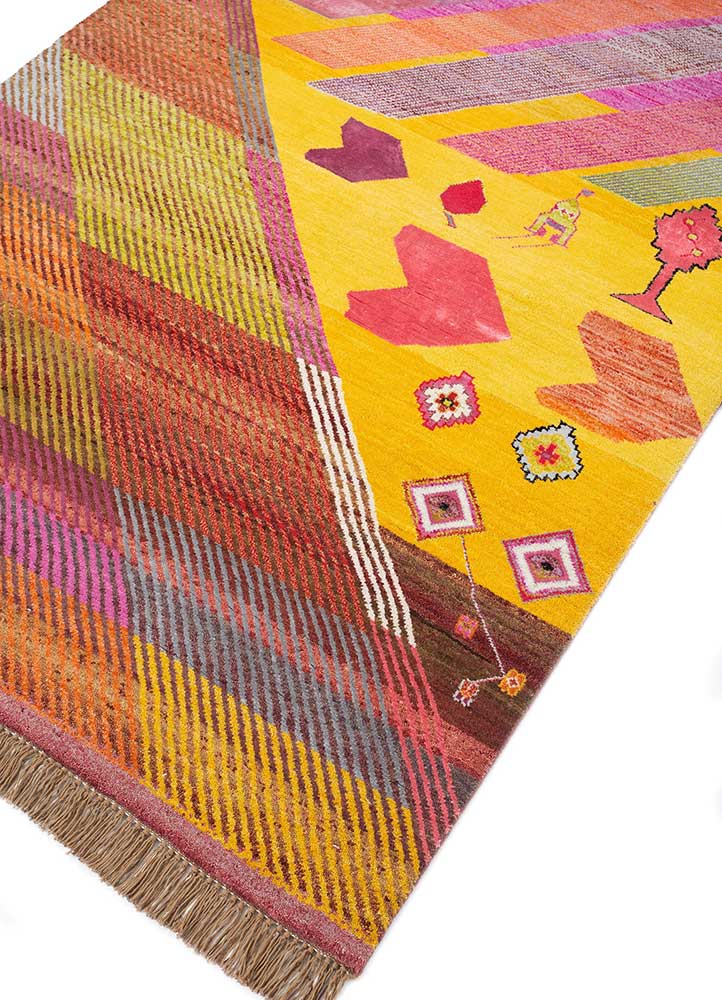 manchaha pink and purple wool and bamboo silk hand knotted Rug - FloorShot